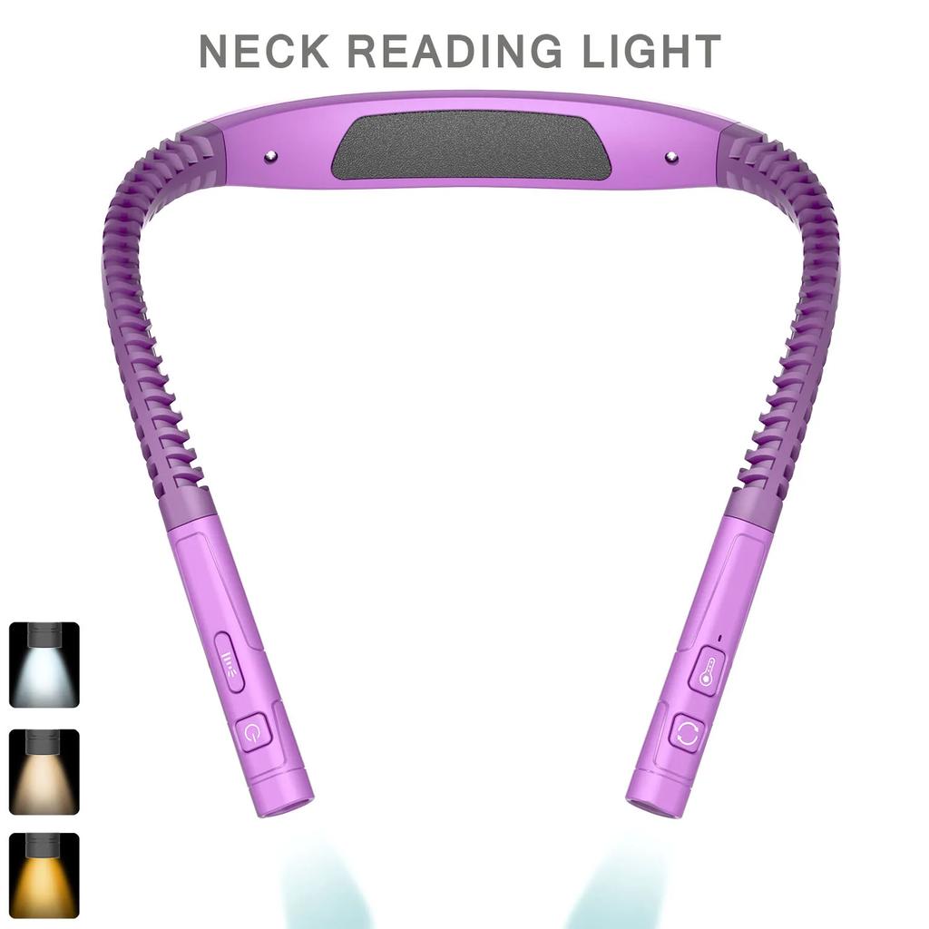 LED Nackenleselampe 3 Helligkeiten Buchlampe USB Wiederaufladbar Flexibler Arm Nackenleselampe Beleuchtung
