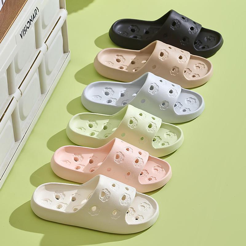 One-Piece Summer Cat Claw Hollow Indoor Sandals and Bathroom Slippers