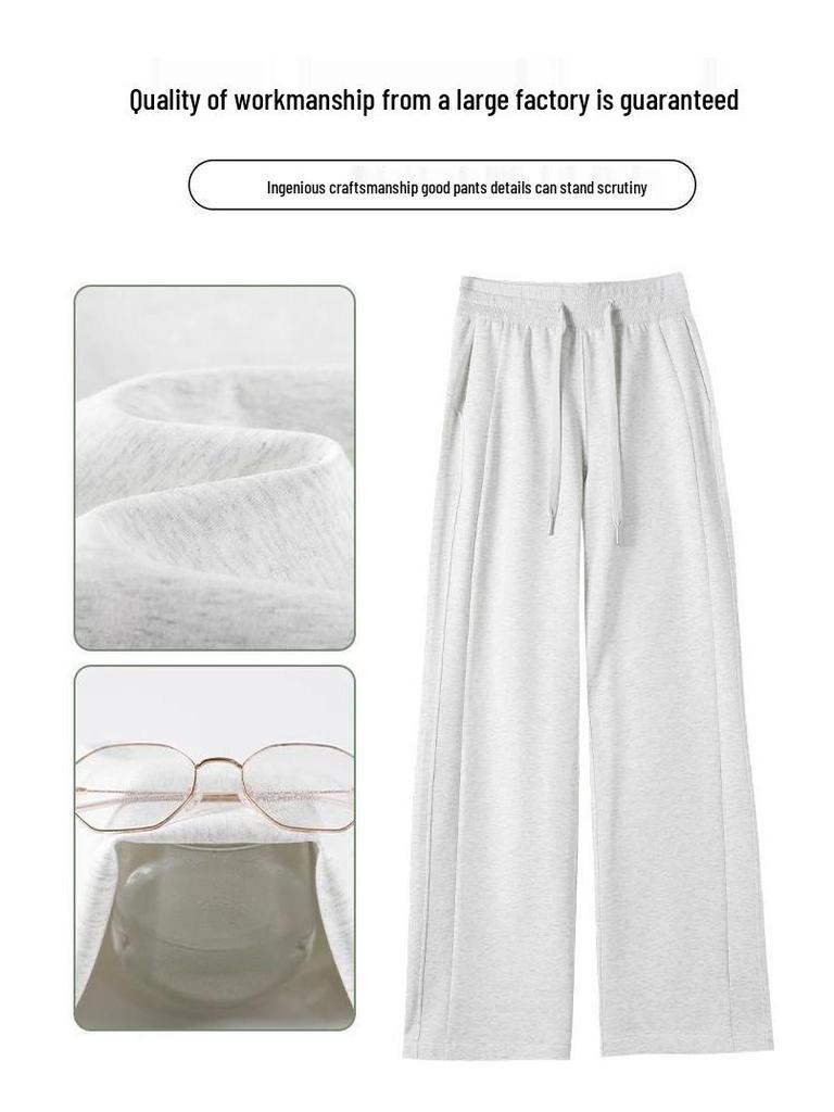 Women's Grey High-Waisted Sweatpants: Slimming Loose Fit, Magic Wide-Leg for Spring/Autumn 2025.