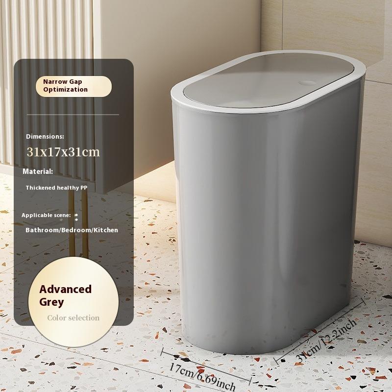 Papelera Lateral Estrecha con Tapa Cubos de Basura Tipo Pulsador Colores Sólidos Puede Botes de Basura DIY Cubo de Basura de Cocina Cubos para Baño del Hogar