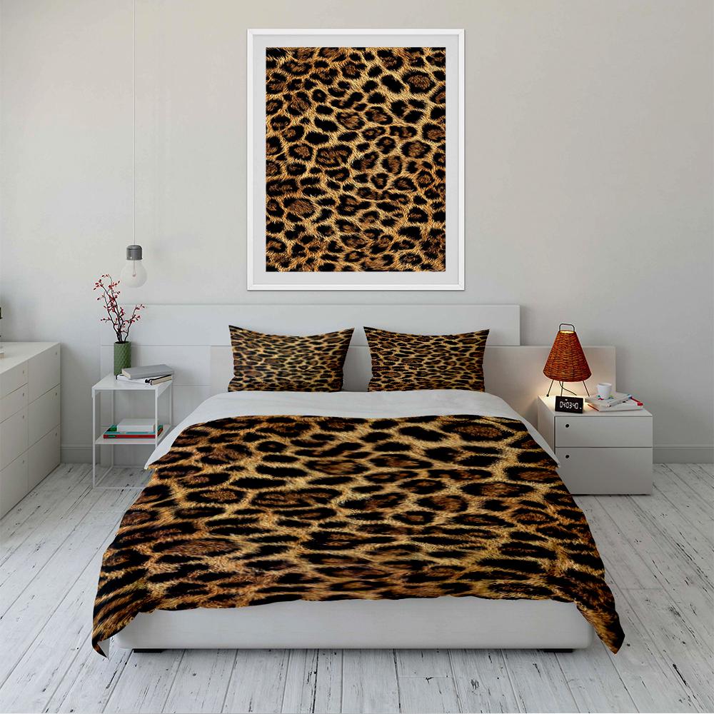 Leopard Print 3-Piece Bedding Set Bedding Set (1 Duvet Cover, 2 Pillowcases, Duvet Not Included)