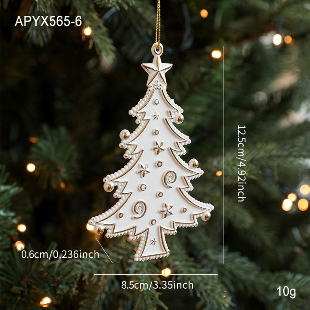 Festive Decor Plastic White Christmas Ornament Elk Snowflake Xmas Baubles Key Christmas Tree Ornament New Year Decoration