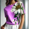 Women's T-Shirts Summer Clothing Floral Graphic O-Neck Short Sleeve Tops Streetwear Oversized Apparel Loose Ladies Tees
