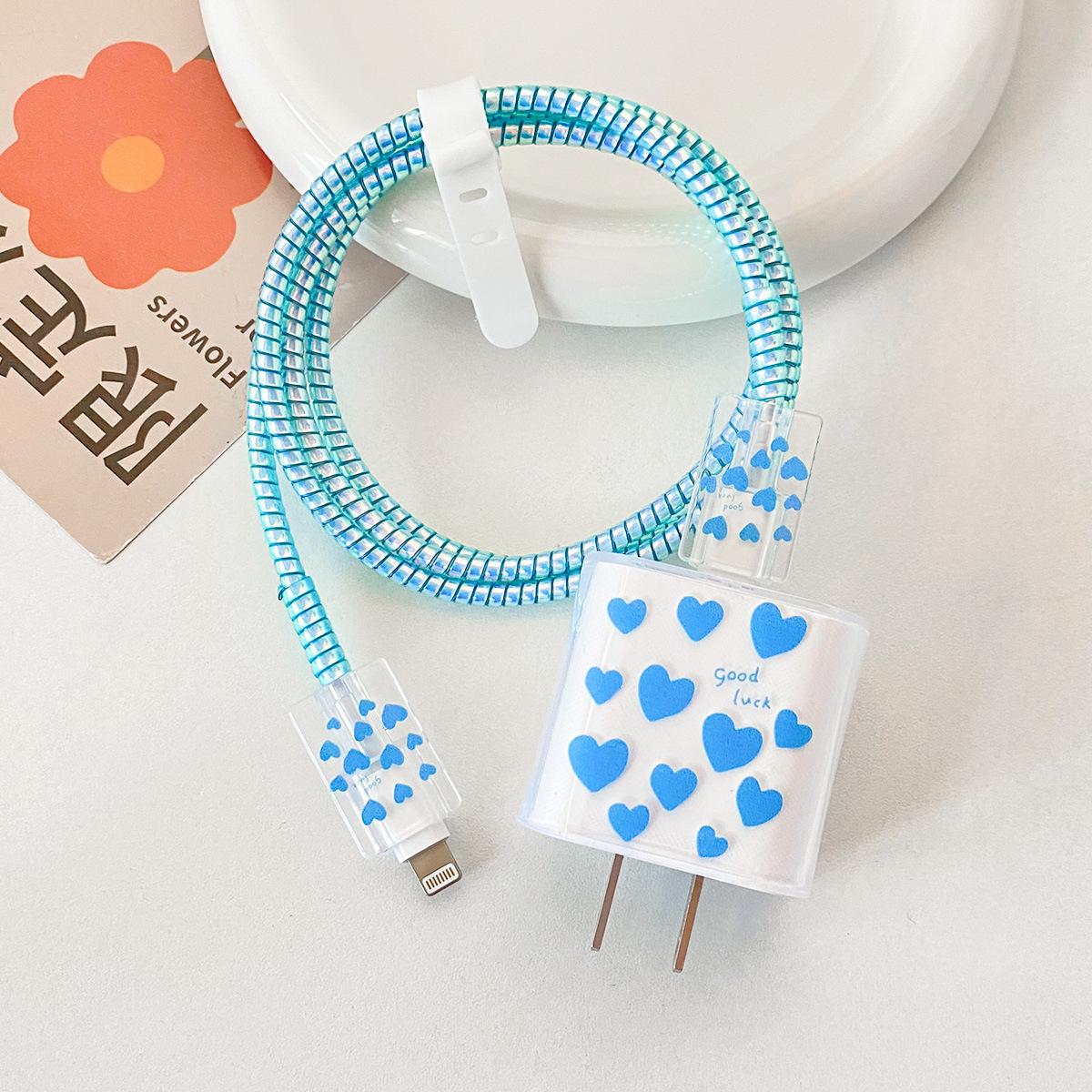 

Популярный мягкий чехол из ТПУ для зарядного устройства Apple 20 Вт — совместим с моделями 15/14/13, европейский стандарт luck heart синий