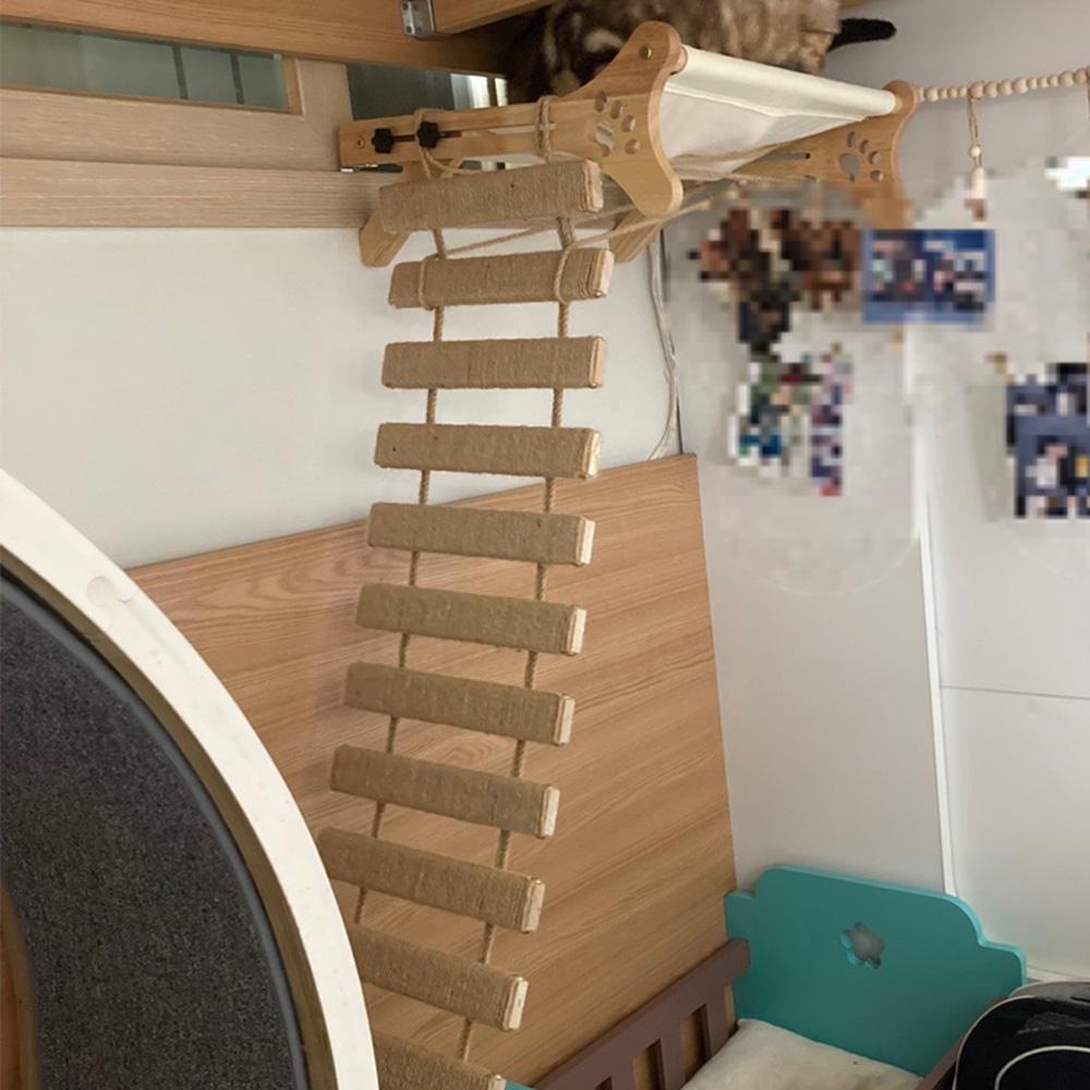 Cat Wall Furniture Wall-Mounted Wooden Cat Sisal Climber Steps Space-Saving Cat Activity Center for Kittens & Adult Cats