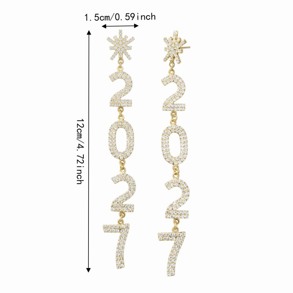 1 Pair/Set Fashion 2027 Digital Earrings 2027 Number Pendant Earrings Celebration Holiday