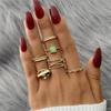 Sada prstenů s českým zlatým řetízkem pro ženy Fashion Boho Coin Snake Moon Rings Dárkové šperky Party Trend