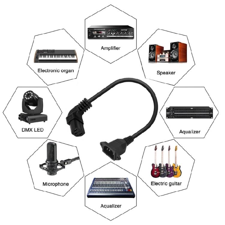90 Degree  Up/Down/Left/Right Angled IEC 320 C13 Female to C14 Male Power Supply Extension Cord for Monitors Computers