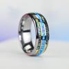 Fashion 8mm Silver Color Stainless Steel Ring For Men Fashion Abalone Shell Inlay Ring Men's Wedding Band Accessories