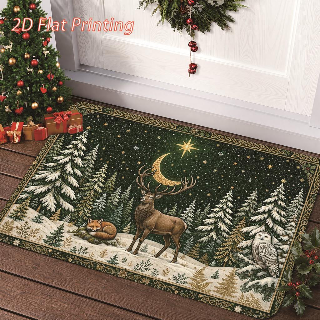 Happy Holidays Christmas Doormat Cute Dachshund In Xmas Sweater Print Floor Rug Indoor Entry Xmas Home Ornament