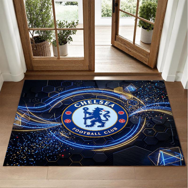 Chelsea FC Design Crystal Velvet Rug Soft Decorative Mat for Bedroom Entrance