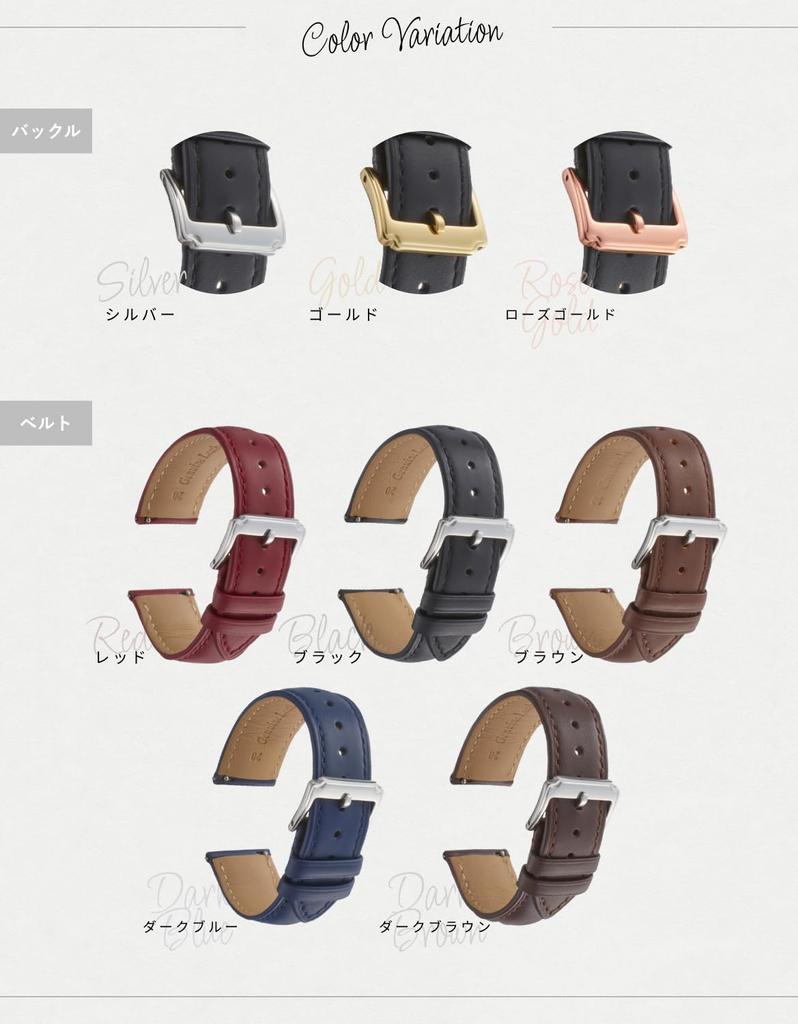 Calum Watch Strap Genuine Leather Smooth Leather Quick Release Watch Smart Watch Band 12mm 24mm Black x Gold - (22mm, Buckle)