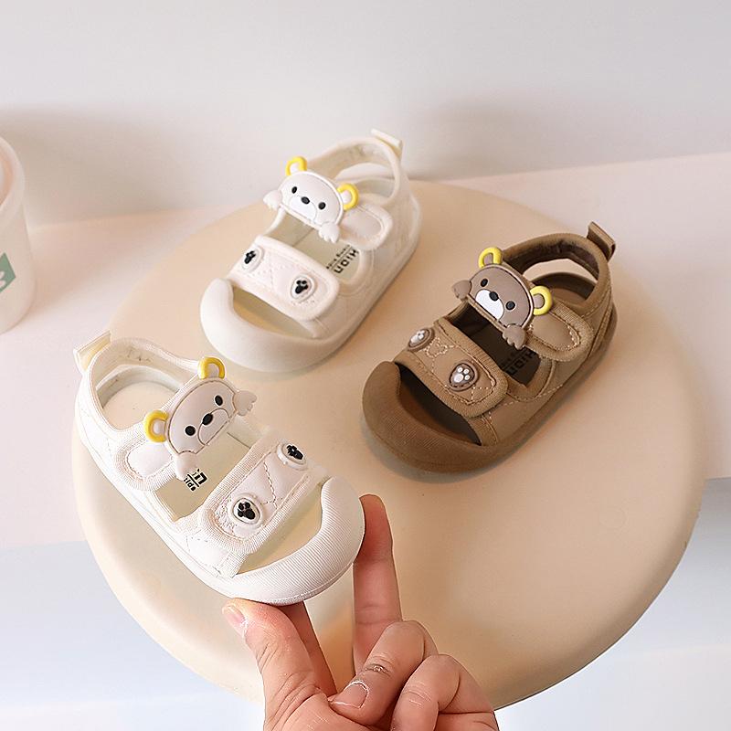 Baby Shoes for Boys, Summer Toddler Sandals, Soft-soled Simple Bear Design, Children's Shoes, Closed-toe Beach shoes1One2Years Old
