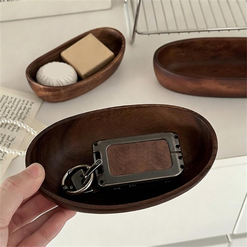 Natural Wooden Valet Dish Handmade Home Accessory Key Jewelry Organizers Perfect For Nightstand Or Dresser Top
