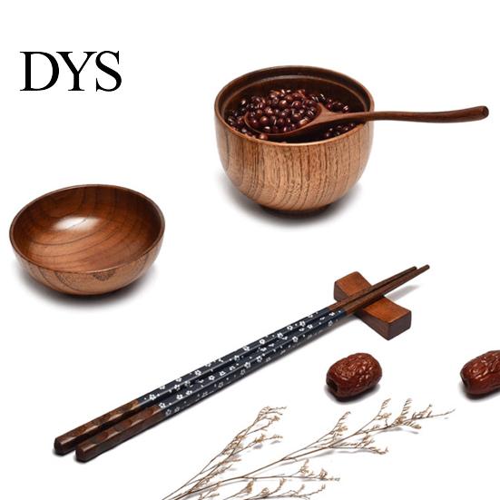 Wooden Bowl Rice Japanese Style with Lid Dishwasher Safe Food Container Tableware Salad Soup Snack Kitchen Supplies