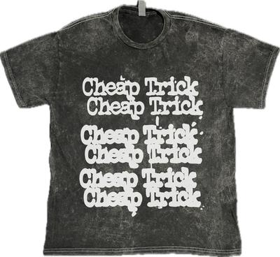 Cheap Trick Stacked Logo  Rock Music On 100% Cotton Vintage Washed Tee Unisex T-Shirt
