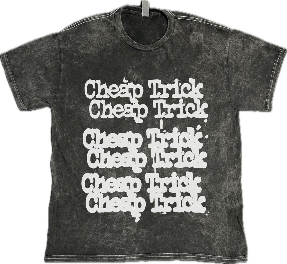 Cheap Trick Stacked Logo  Rock Music on 100% Cotton Vintage Washed Tee Unisex T-Shirt XL