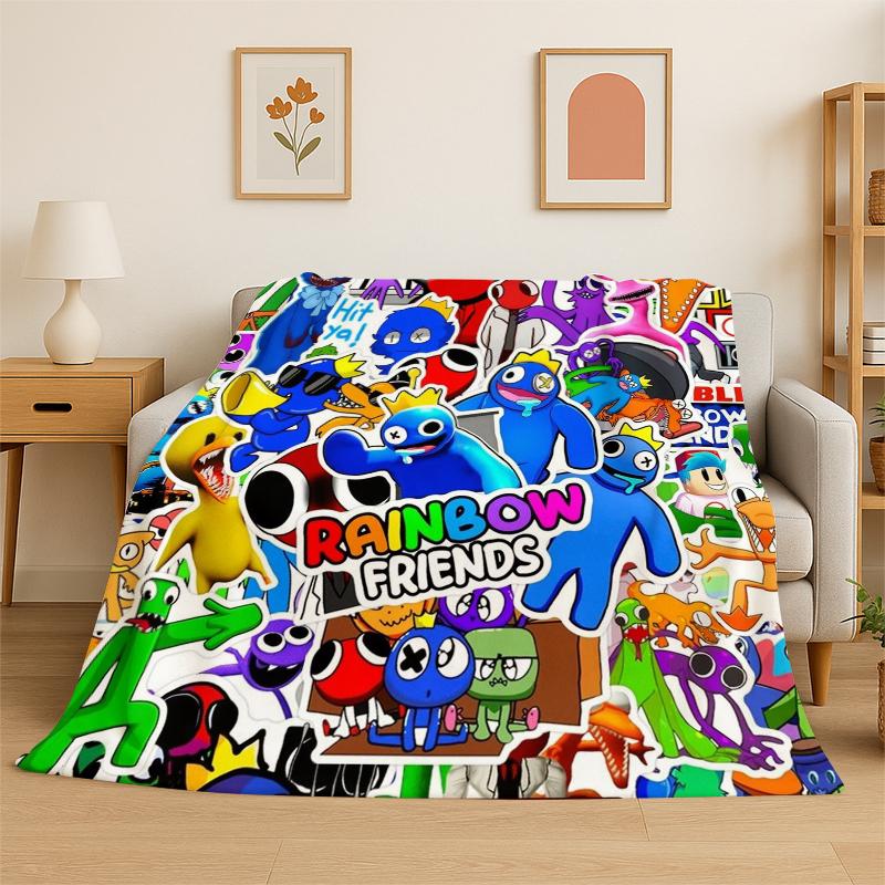 

3D R-Rainbows Friends Cartoon Game Flannel Blanket Soft Warm Throw Blanket for Bedroom Living Room Bed Travel Camping Picnic 75x90cm