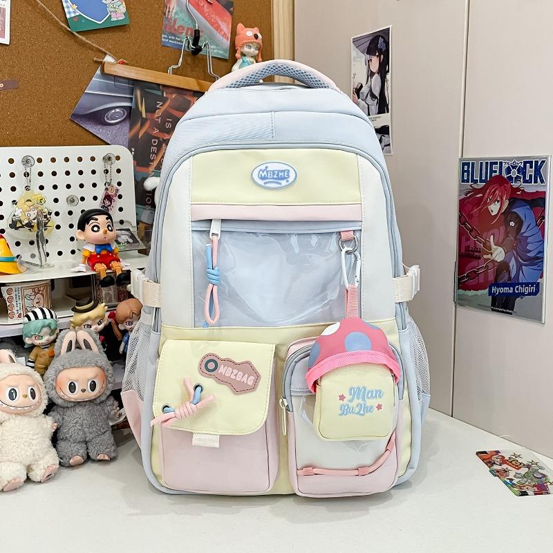 New high-value, fresh and sweet backpack, color-contrasting splicing large-capacity backpack for junior and high school students