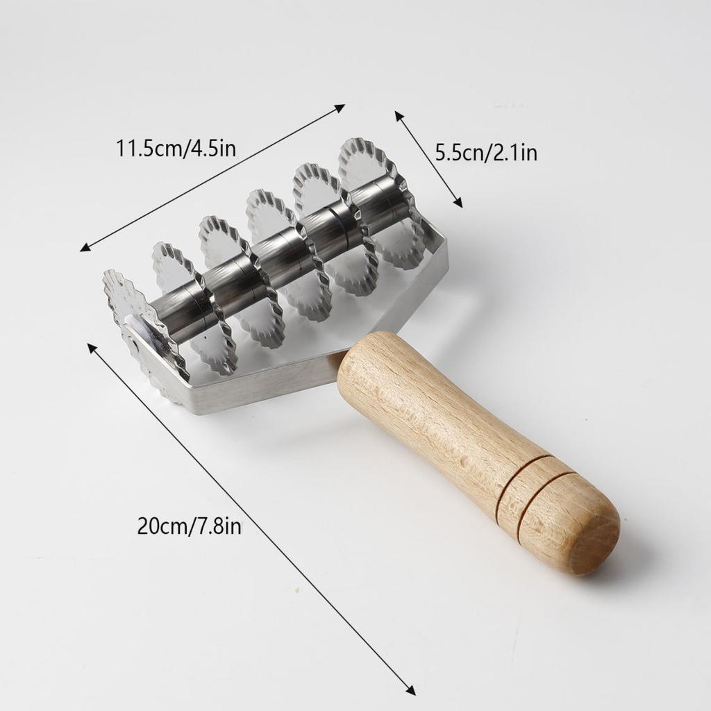 Stainless Steel Rolling Cutter for Making Croissant Bread Wheel Dough Pastry Knife Wooden Handle Baking Kitchen Knife
