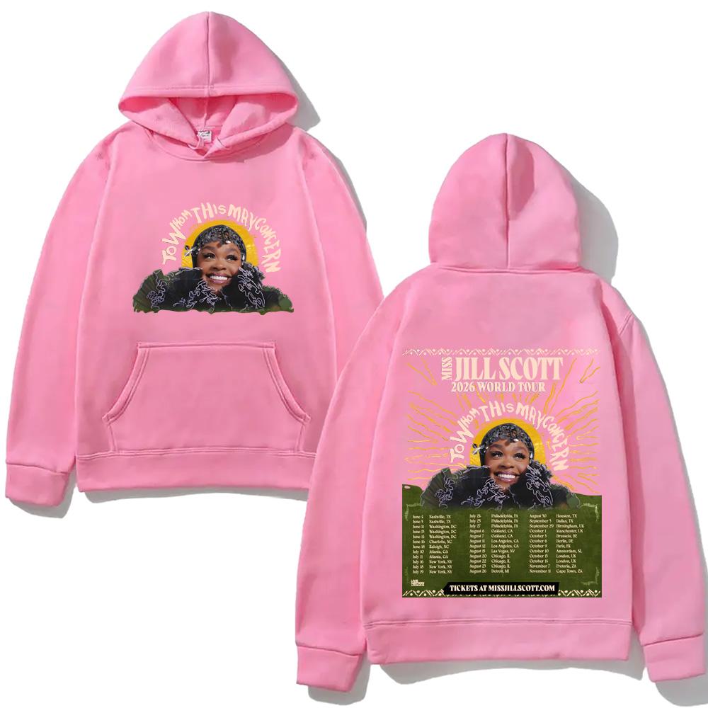 Jill Scott To Whom This May Concern World Tour HOODIE Autumn/Winter with Hooded Fleece Sweatshirt Comfortable Hoody