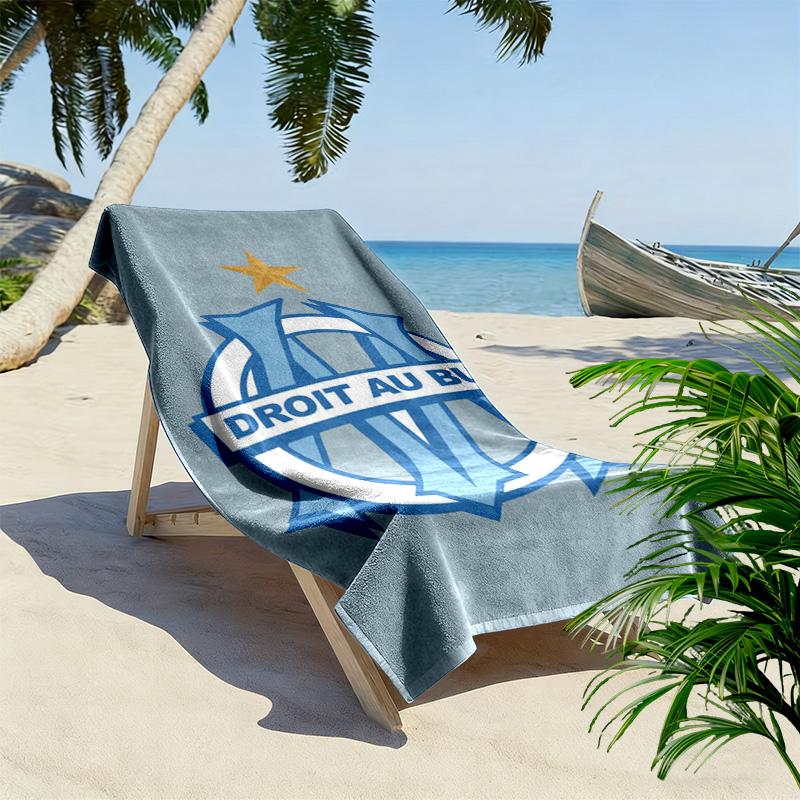 Asciugamano da Spiaggia Stampa Olympique de Marseille, Asciugamano Grande Morbido Asciugatura Rapida per Spiaggia Campeggio Nuoto