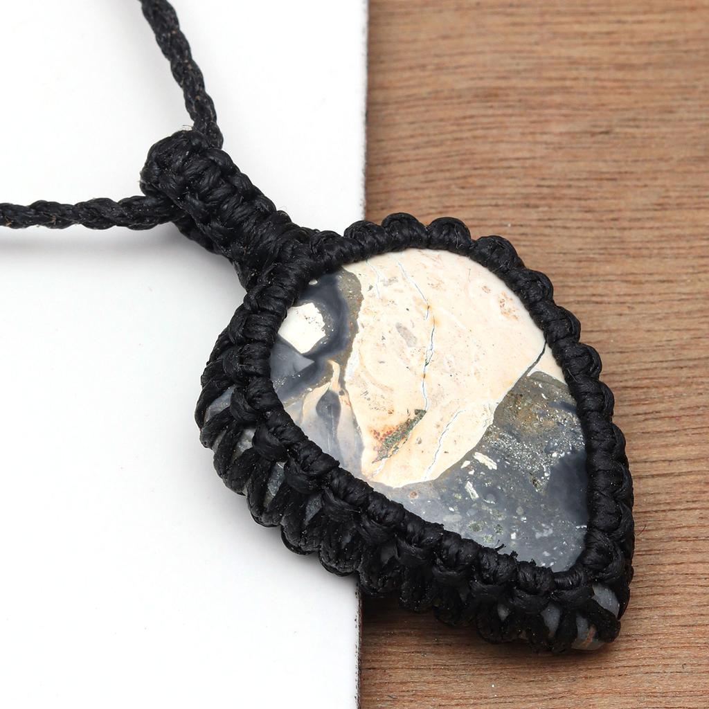 Malinga Jasper Macrame Thread Gemstone Handmade Jewelry 20-36''Ad Necklace