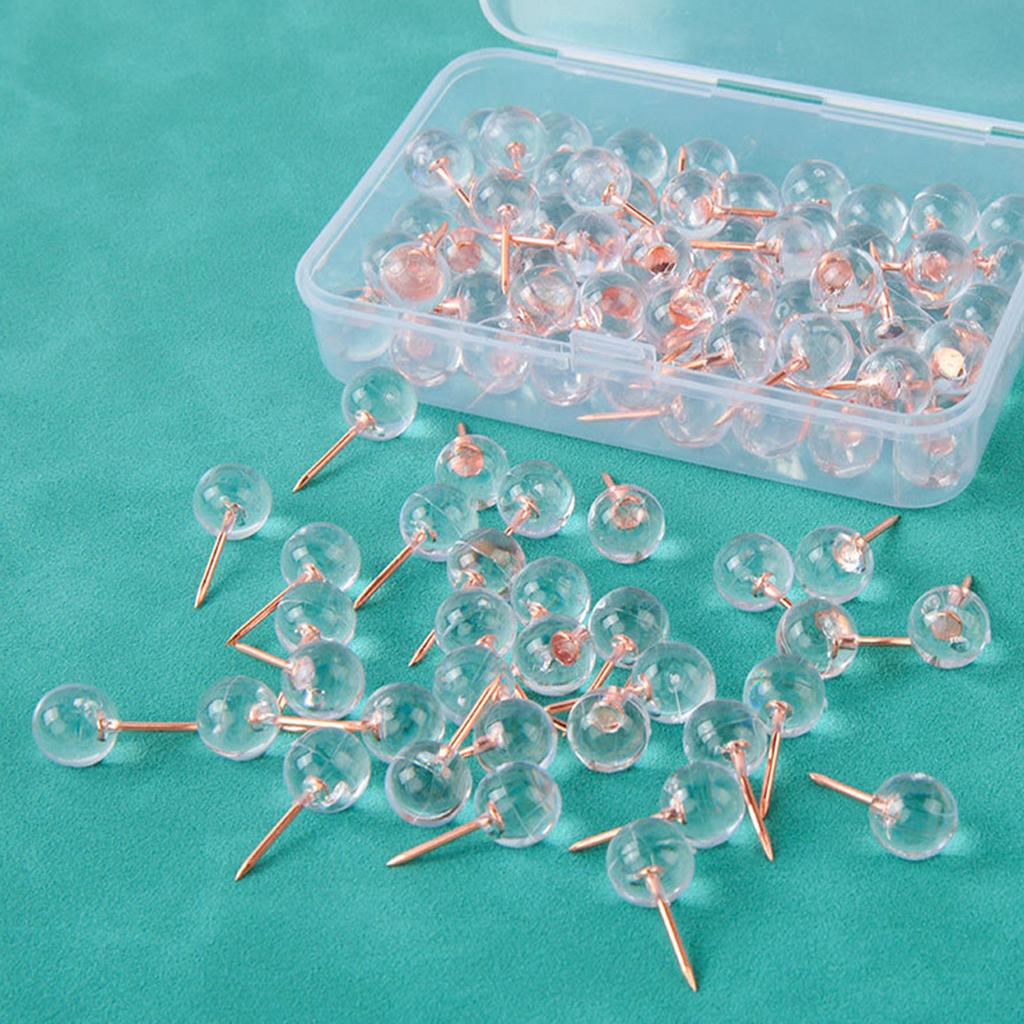 50/100Pieces Ball-shape Push Pins I-shape Map Pins Clear Pushpins for Cork Board Clear Sewing Pins for Fabric Sewing