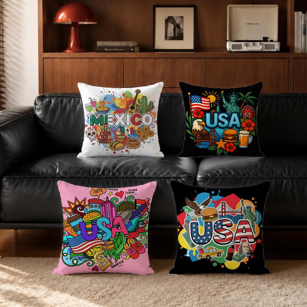 Art SSummer Fruit Bow Slogan Cushion Cover Cushion Cover Set Pcs x x x Pillowcase Decorative Sofa Home Decor