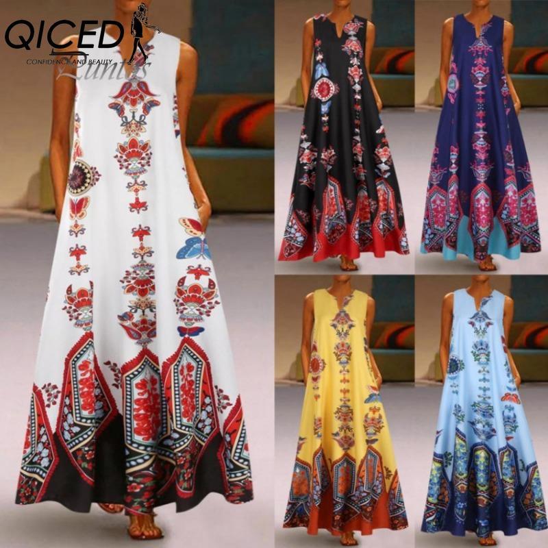 

QICED Women s Summer Loose Sleeveless Dress XXXXXL темно-синього кольору