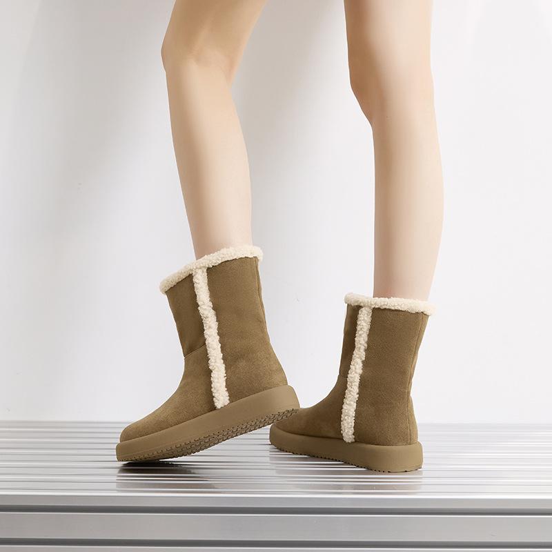 Retro Snow Boots Women's 2025 Winter New Velvet Thickened Warm Overalls Cotton Shoes Comfortable Soft-soled Martin Boots