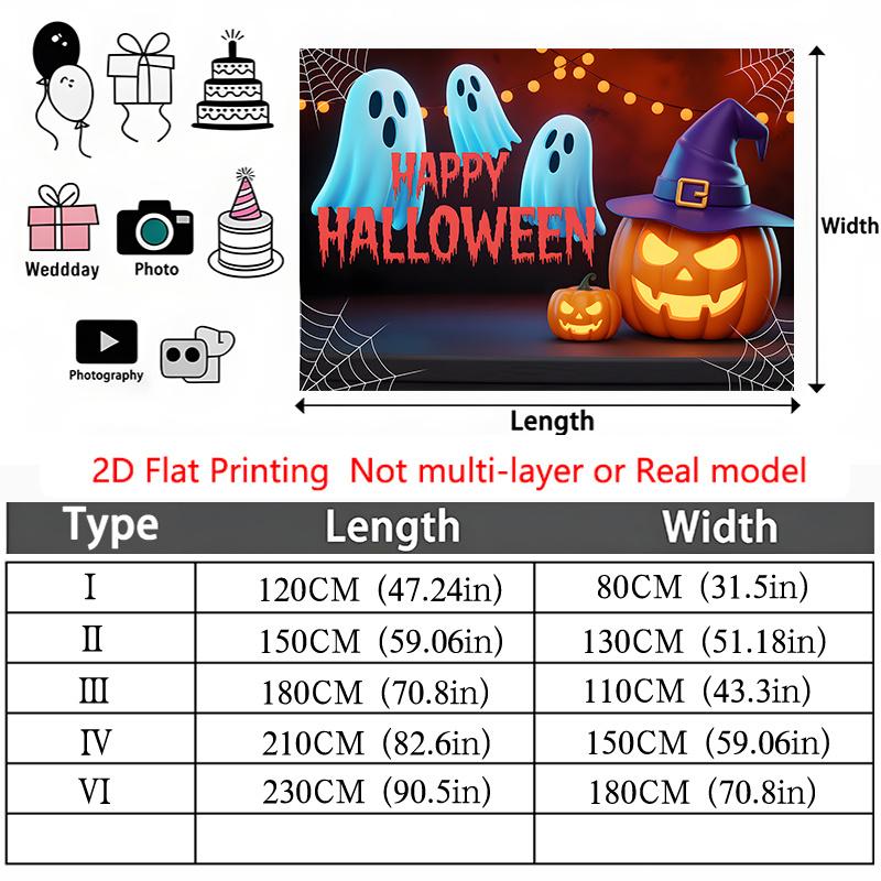 Party Backdrop Halloween Flat Spooky Ghosts Pumpkin Witches Celebration Photo Booth Party Decor