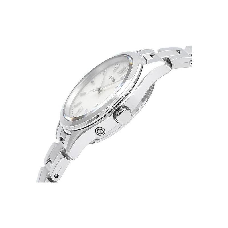 Seiko Lukia Series 100 Meter Waterproof Quartz Steel Strap 28mm Women's Watch White Dial SWFH111