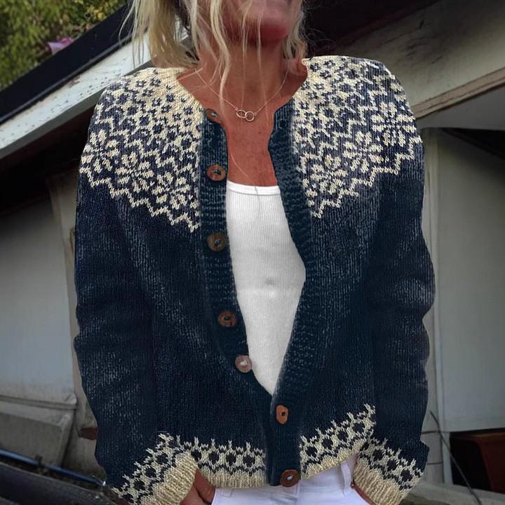 Damen Strickjacke Colorblock Locker Modisch Gestrickter Pullover Luxuriös Entspannte Passform Schlankmachendes und Vielseitiges Oberteil