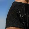 Damen-Strandshorts, aushöhlen, gestrickt, Spitze, Kordelzug, elastische Taille, einfarbig, weich, atmungsaktiv, lockere Sommer-Bikinishorts mit hoher Taille