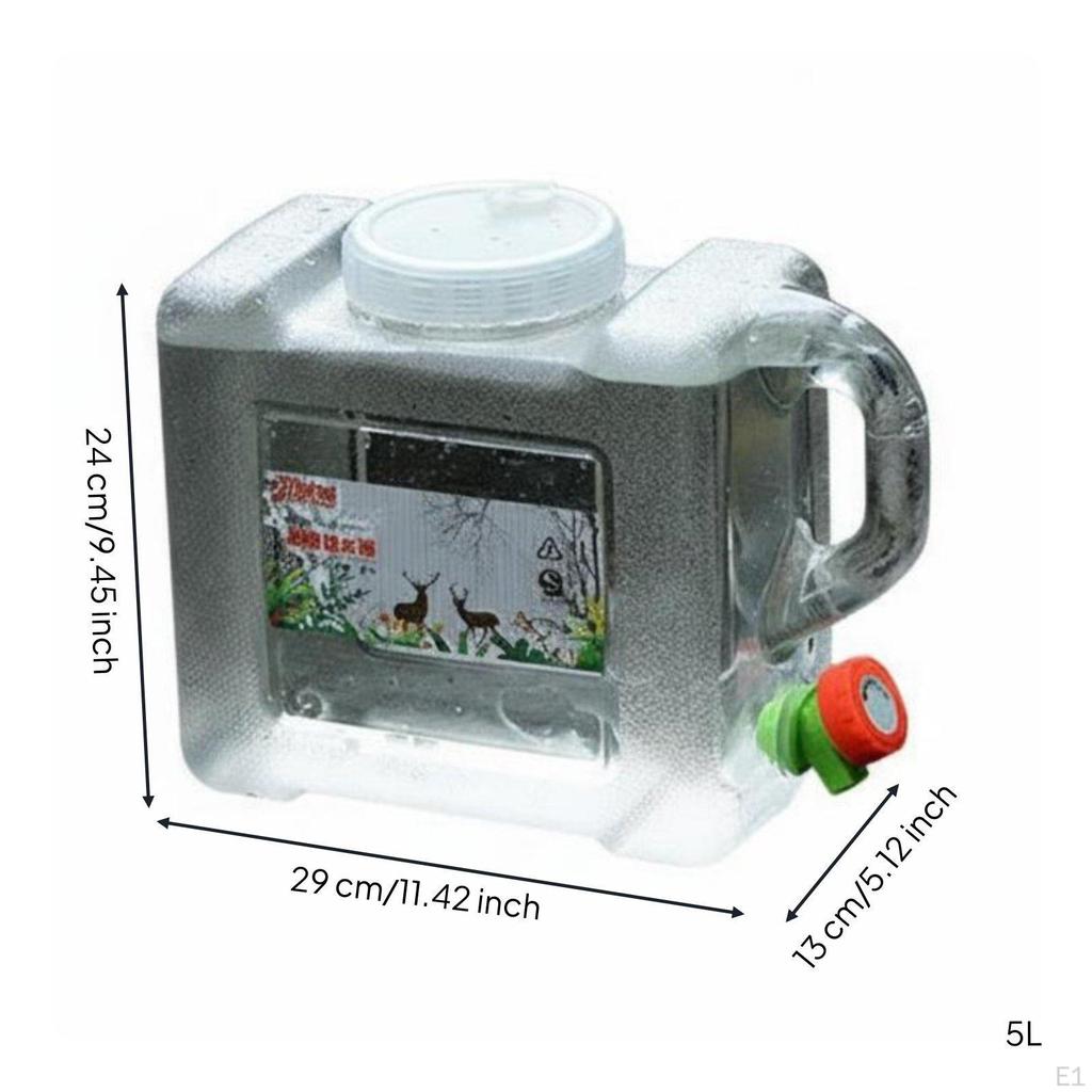Water Jug with Spigot Food Grade Car Storage Bucket for Campers, Hikers, Home Use 5L Null