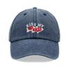 1pc "Kiss My Bass"leisure Unisex Baseball Cap,outdoor Windproof Vintage Washed Dad Skull Hat Suitable for Fishing,holiday,tralve