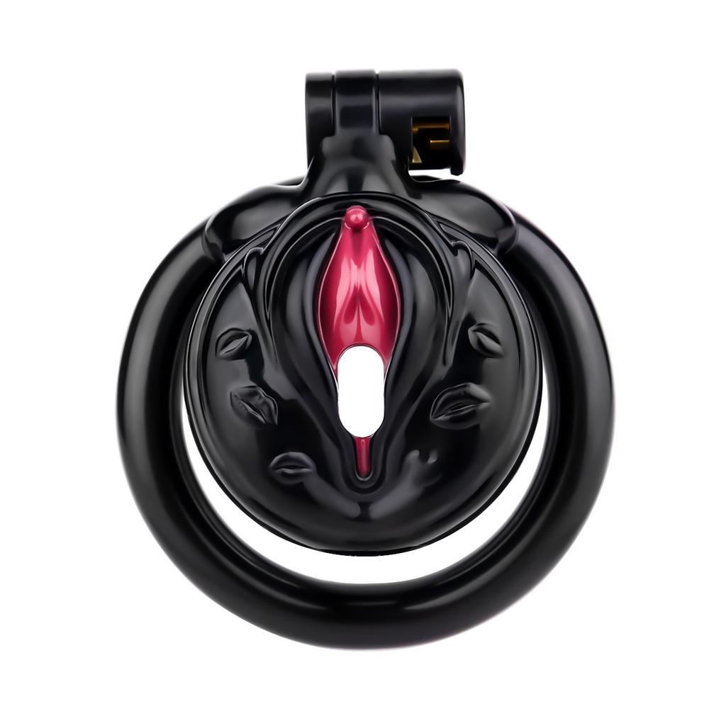 Simulation Female External Genital Cock Cage Chastity Lock Male Use Sexy Transformation Penis Lock Waterproof Customized Toys