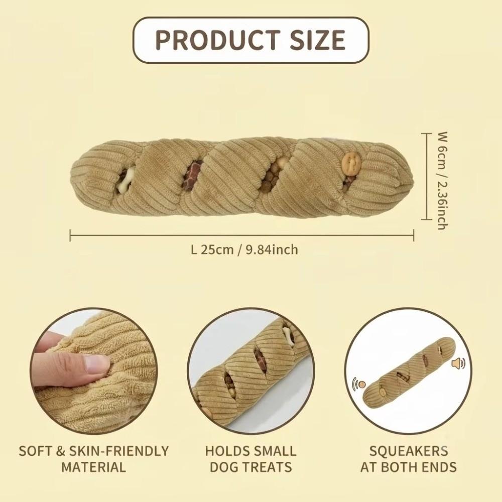 Baguette Squeaky Plush Toy Plush Treat Dispenser Toy Soft Dog Puzzle Toy For Small Medium Dogs