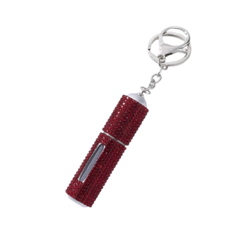Exquisite Bottom Refillable Keychain Bottle 5ml Crystal Key Ring Atomizer Rhinestone Portable Spray Bottle For Travel