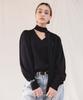 PLUNASTUDIO Reversible Shiny Tie Blouse_Black