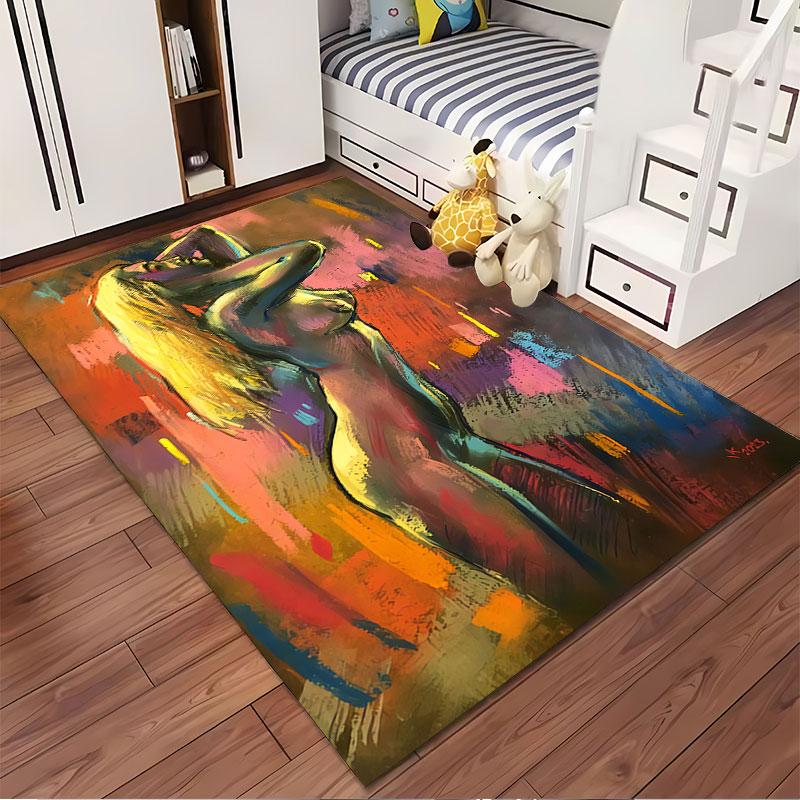 Colorful Abstract Female Art suitable as a non-slip mat for the living room or bedroom sofa