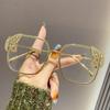 Square Large Frame Sunglasses with Butterfly Design Luxurious Diamond Inlay Exquisite Metal Frame Sunglasses Punk Women Shades