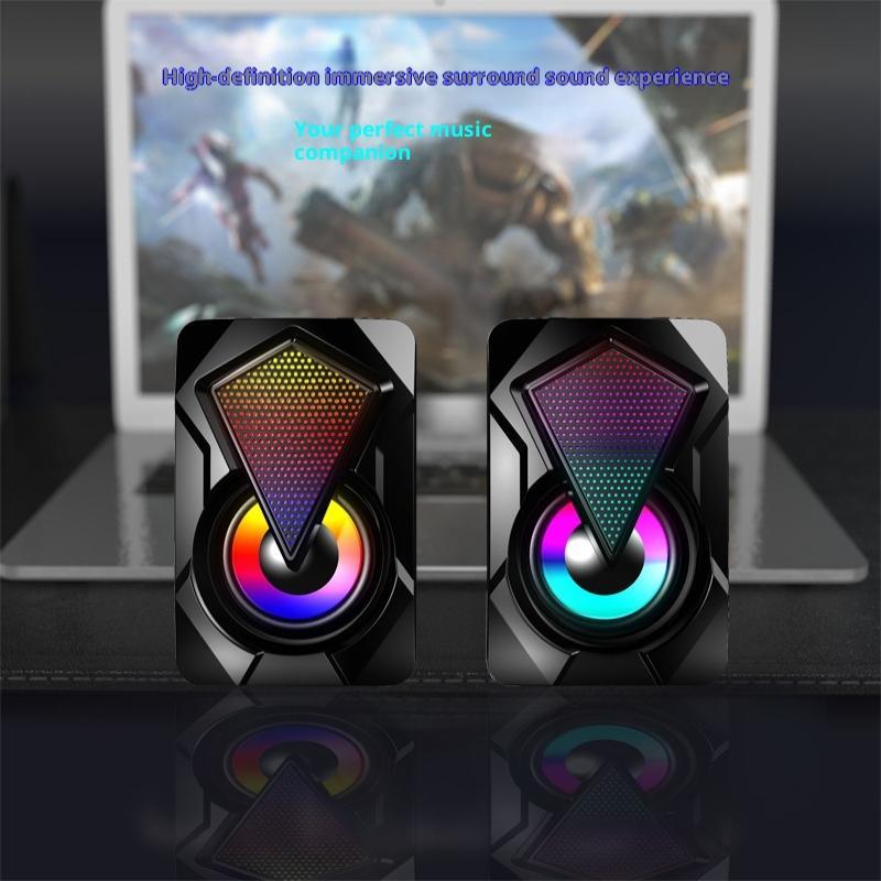 Mini Desktop RGB PC Speaker USB Powered Colorful Lighting Compact Audio for Gaming Office Laptop Use