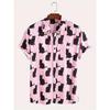 Summer Cute Cat Print Shirt Men's Casual Short Sleeve Hawaiian Casual Button Lapel Shirt For Summer Men Clothing Streetwear