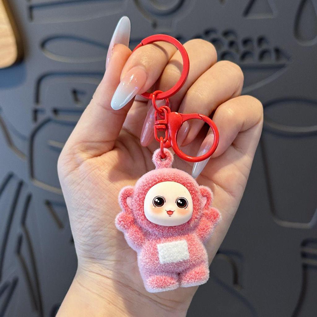 Flocking Baby Cartoon Antenna Keychain DIY Pendant Gift with Book Packaging