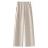 Khaki Straight-Leg Pants for Women: 2025 New Spring/Autumn Style, Casual Nine-Point Draping Suit Pants