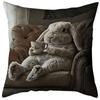 Vibrant Bohemian Style Short Plush Pillow Cover 45x45cm Charming Kitten Living Room Bedroom Decor (Pillow Insert Not Included)