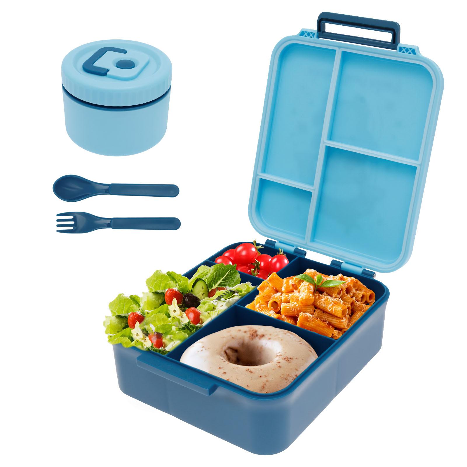 1700 ML Bento Lunch Box Children Lunch Box with Soup Jar Spoon and Forks Leak-proof Food Container for Students Workers Children