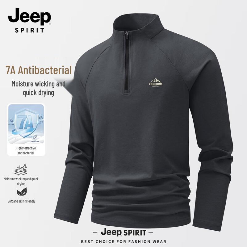 JEEP SPIRIT Men s Quick-Dry 7A Anti-Bacterial Long-Sleeve T-Shirt M